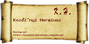 Kozányi Hermiusz névjegykártya